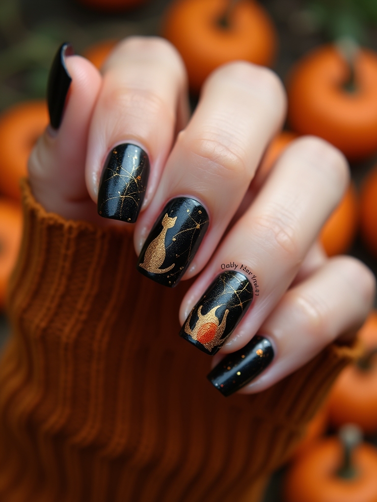 black cat nail designs