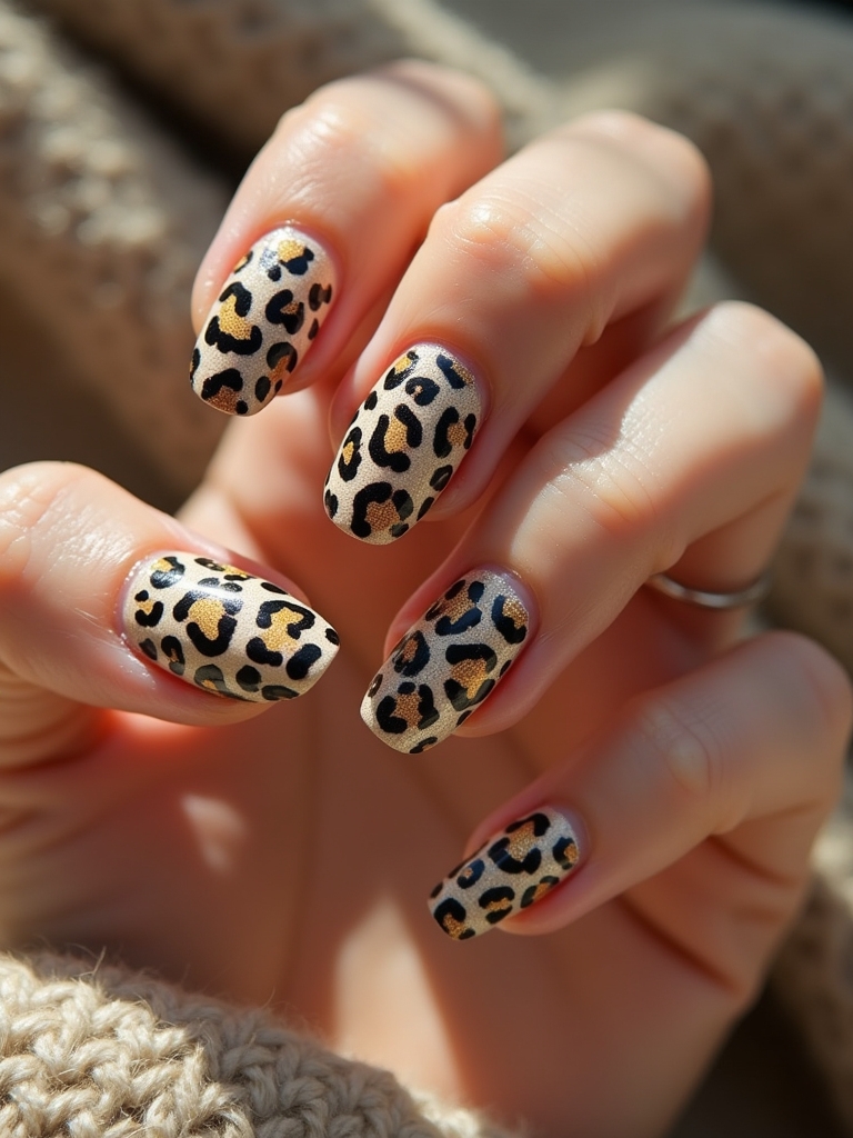 boho leopard nail art