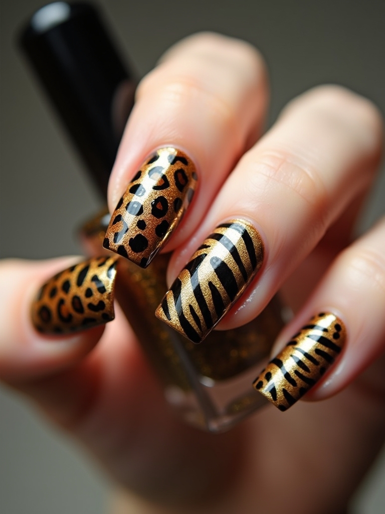 bold animal print nails