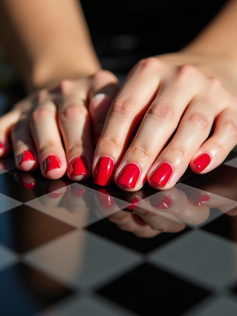 bold cherry red checkerboard