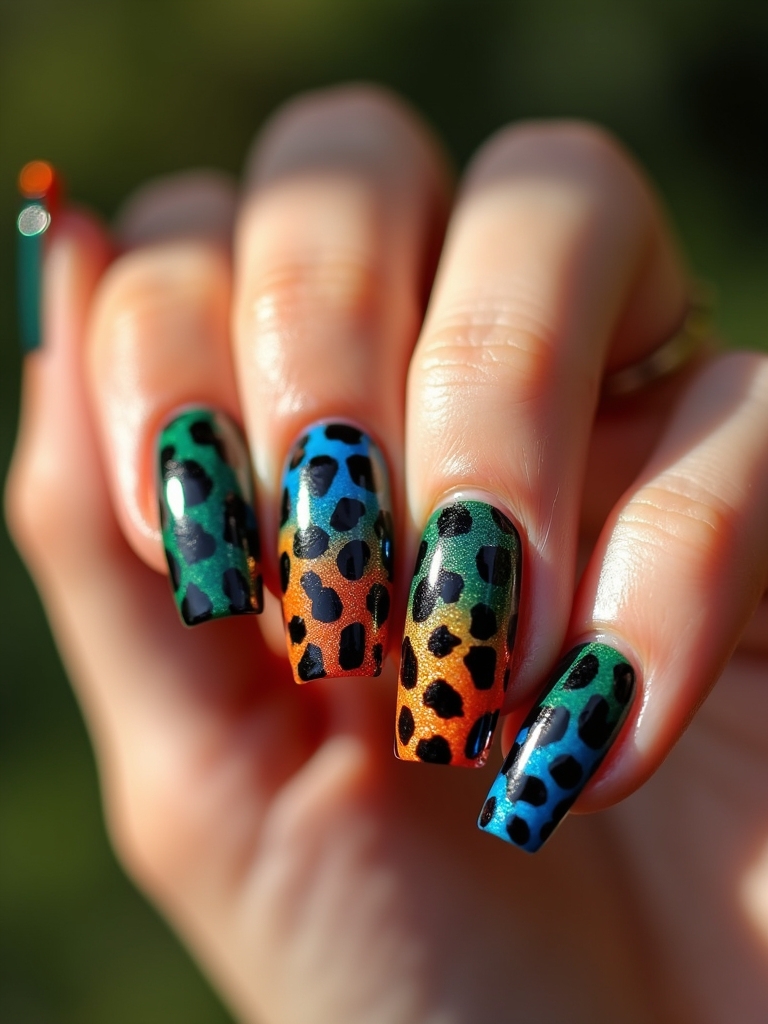 bold color blocked nails