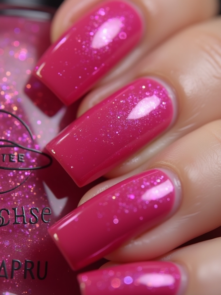 bold fuchsia chrome nails