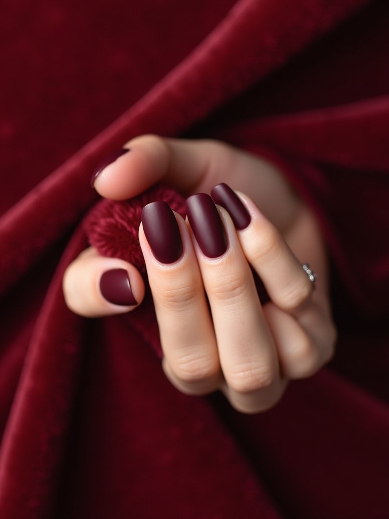 bold merlot nail art