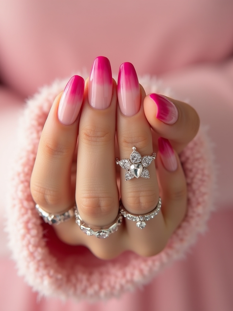bold pink french tips