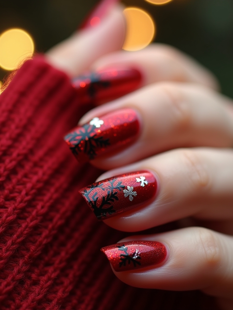 bold red and black nails