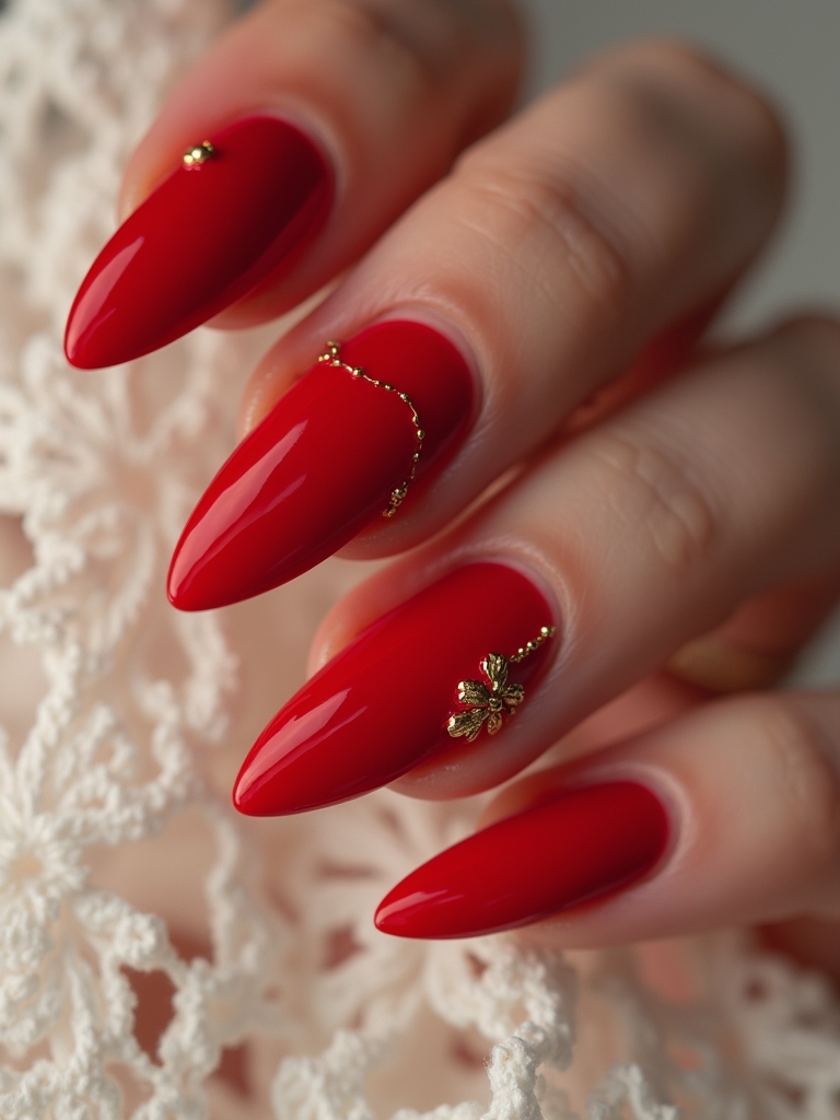 bold red ballerina nails