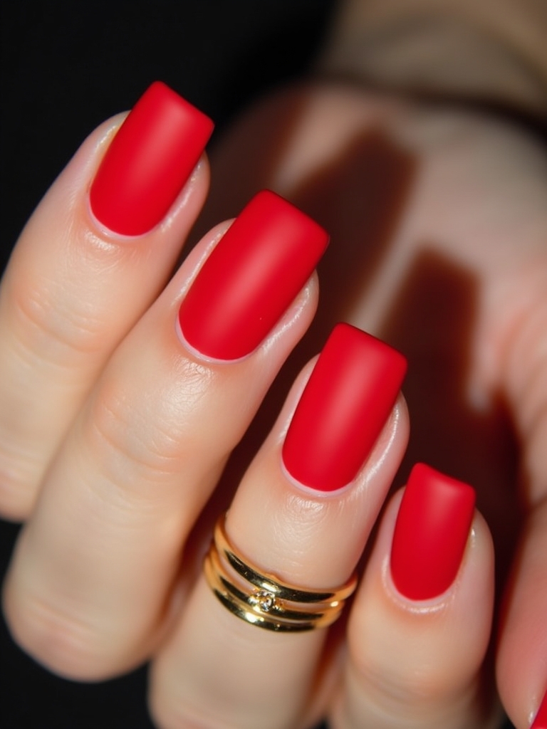 bold red matte nails