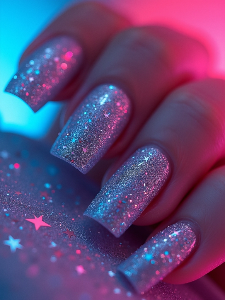 bold silver neon nails