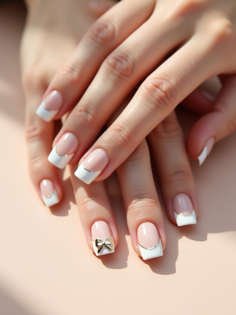 bow french tip nails