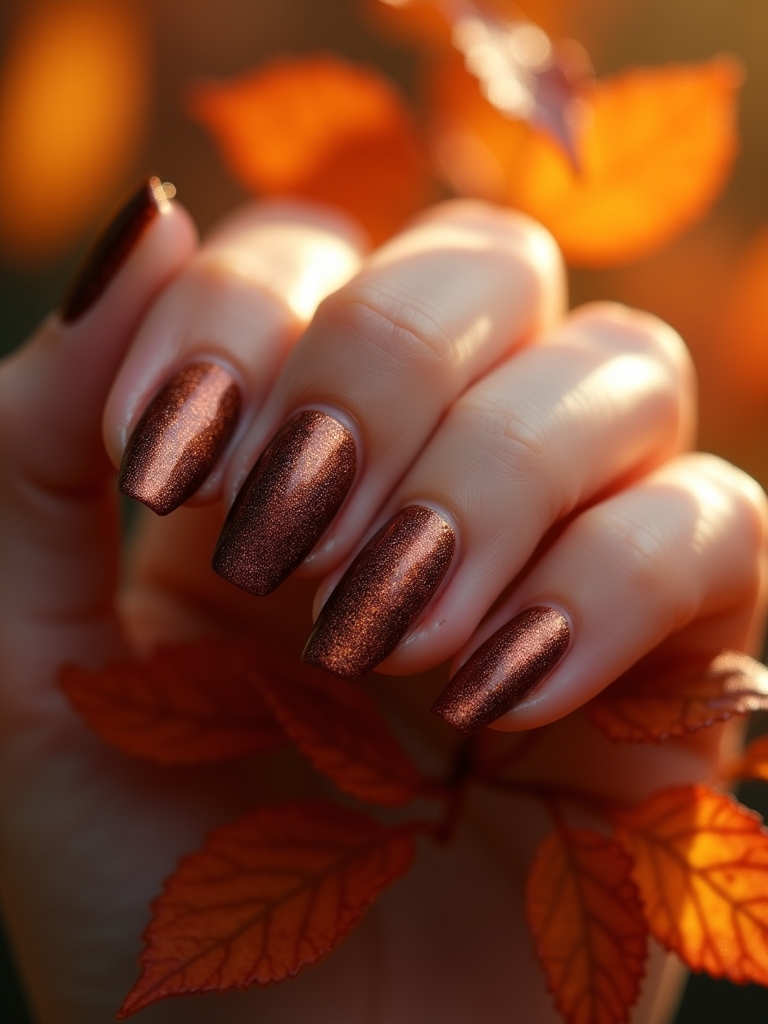 bronze streaks for autumn nails
