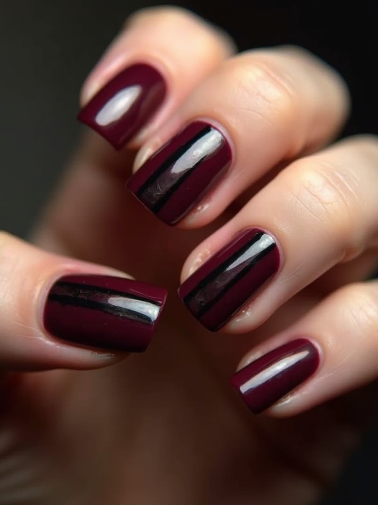 burgundy and black nails