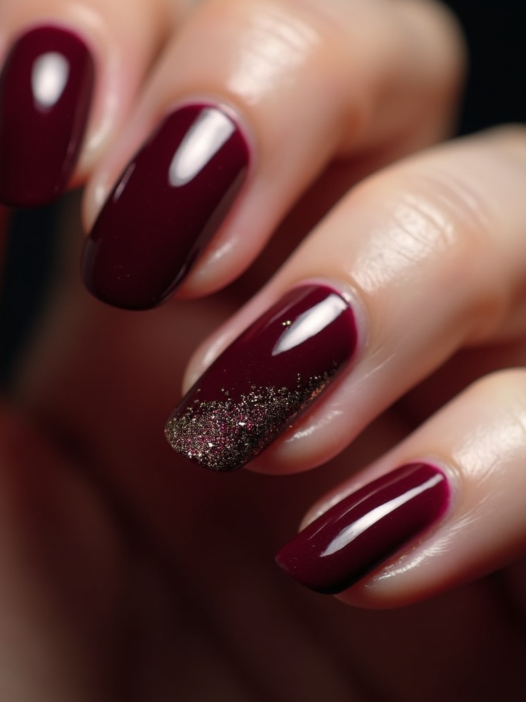 burgundy glitter nail art