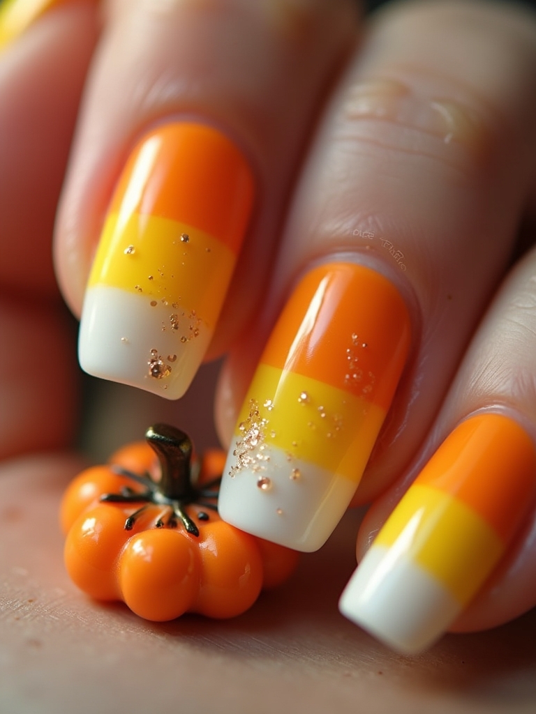 candy corn halloween nails