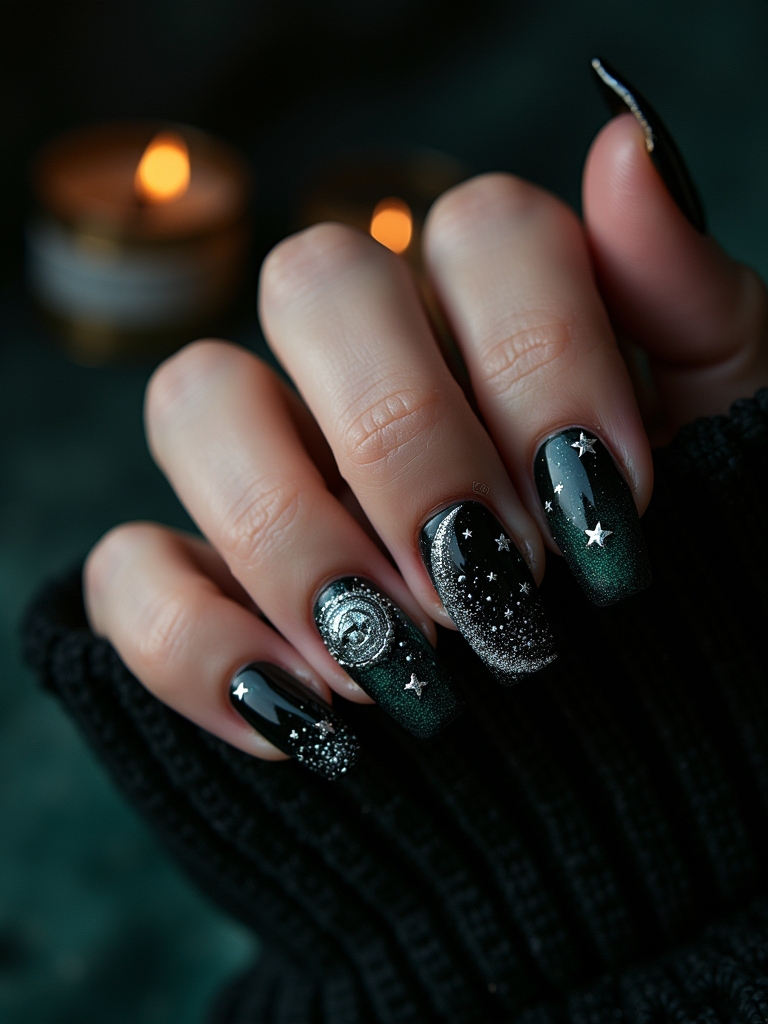 celestial inspired nail art