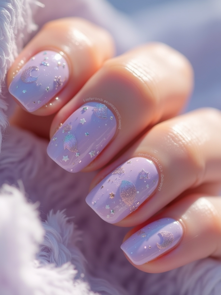 celestial themed acrylic nails