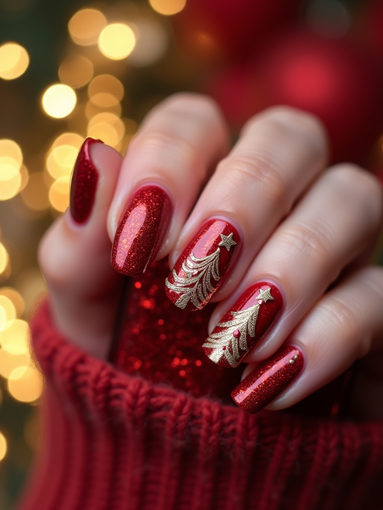 charming christmas tree nails