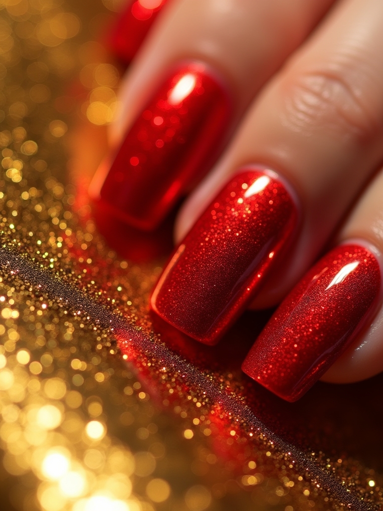 cherry red gold glamour
