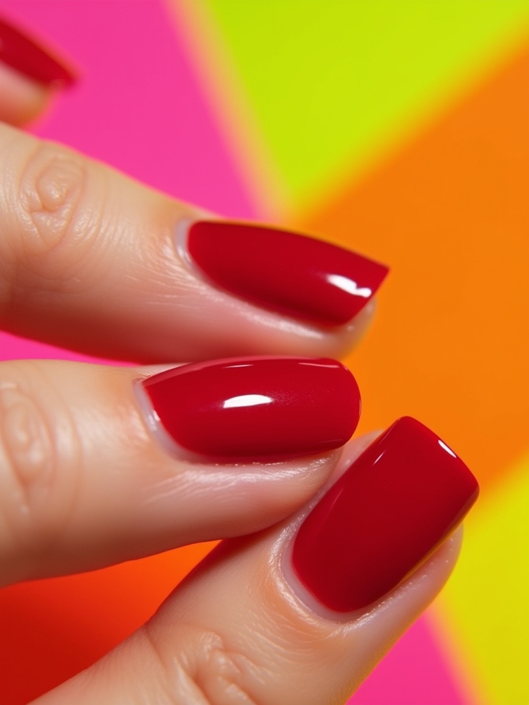 cherry red neon nail art
