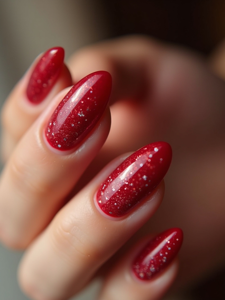 cherry red silver glitter
