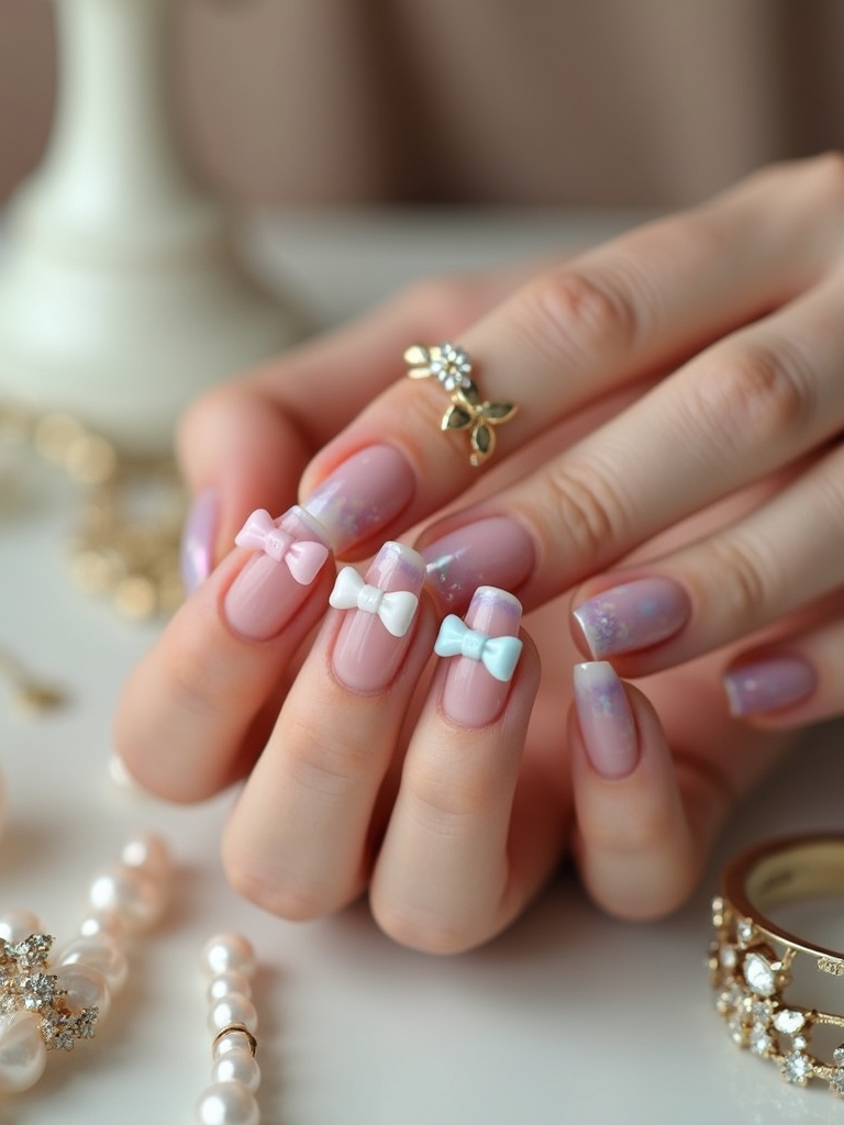 chic bow nail accessories