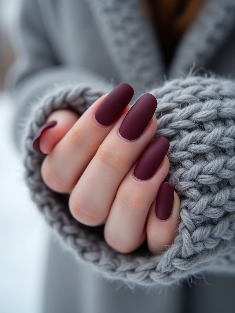 chic burgundy matte nails