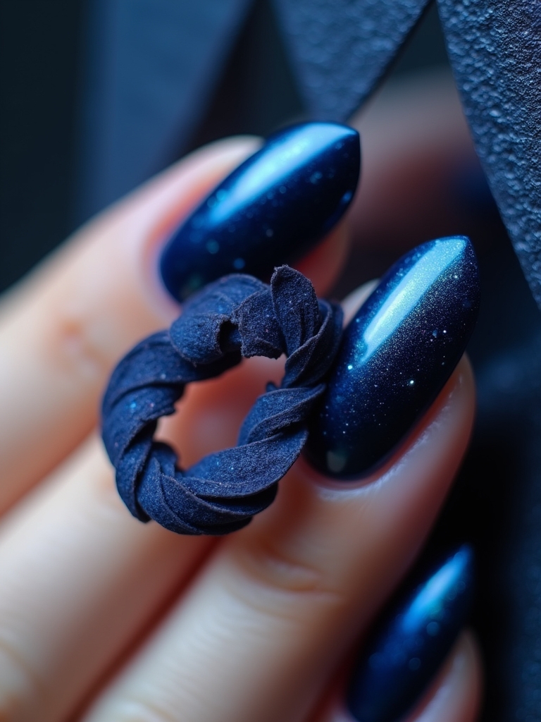 chic dark blue nails