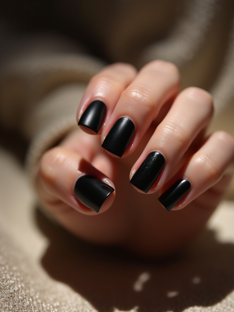chic elegant matte black nails