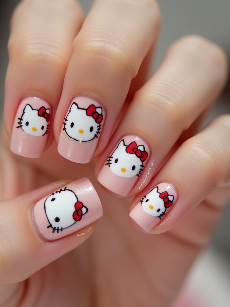 chic hello kitty nail art