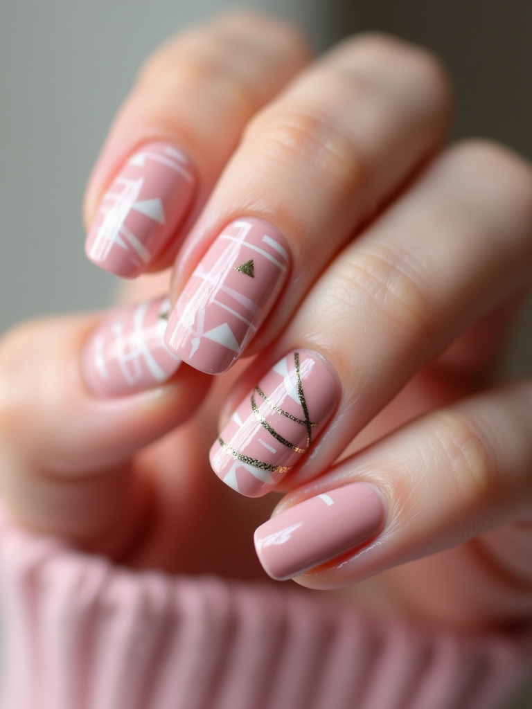 chic light pink geometric nails