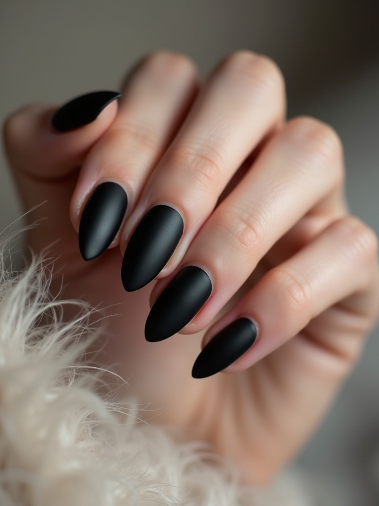chic matte black nails
