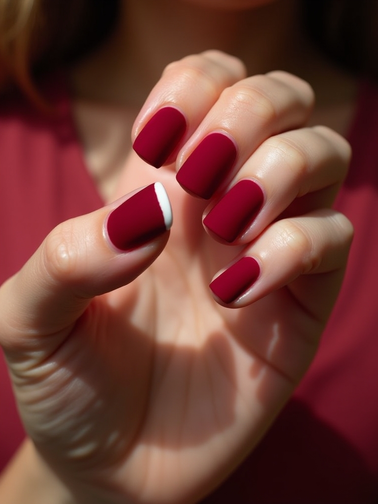 chic matte red french tips