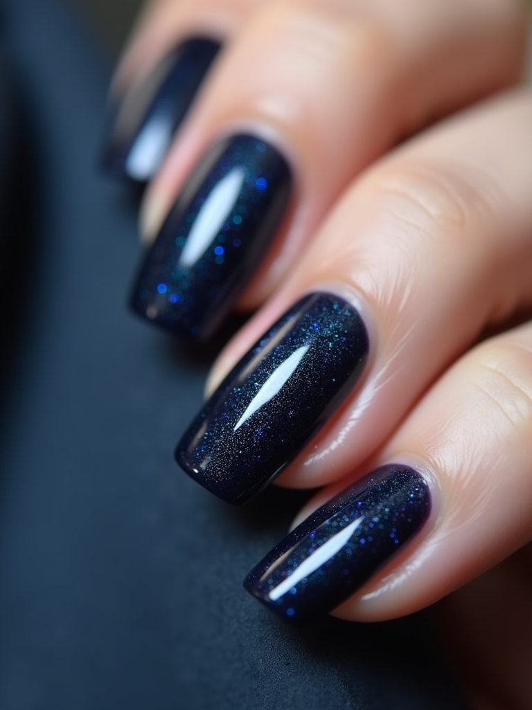chic minimalist dark blue nails