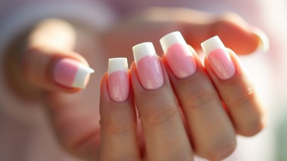 chic pink french tip nails