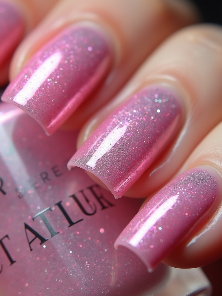 chic sparkling pink nails
