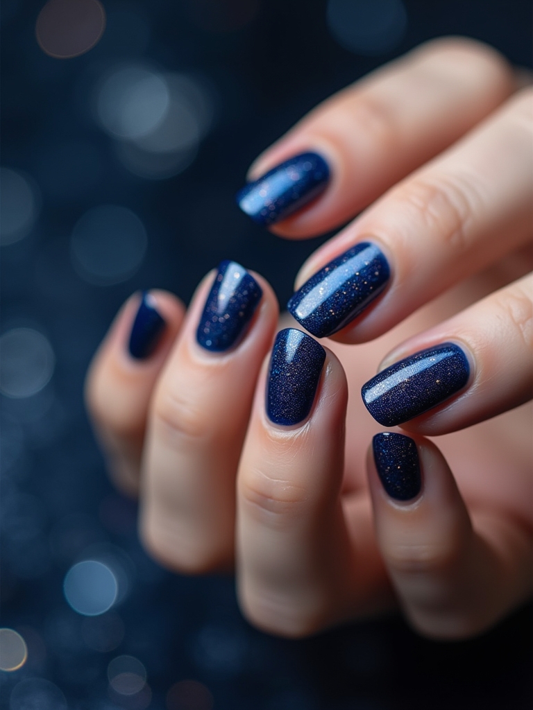 classic elegant midnight manicure