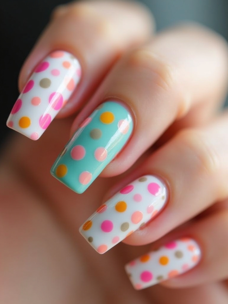 colorful dot nail designs