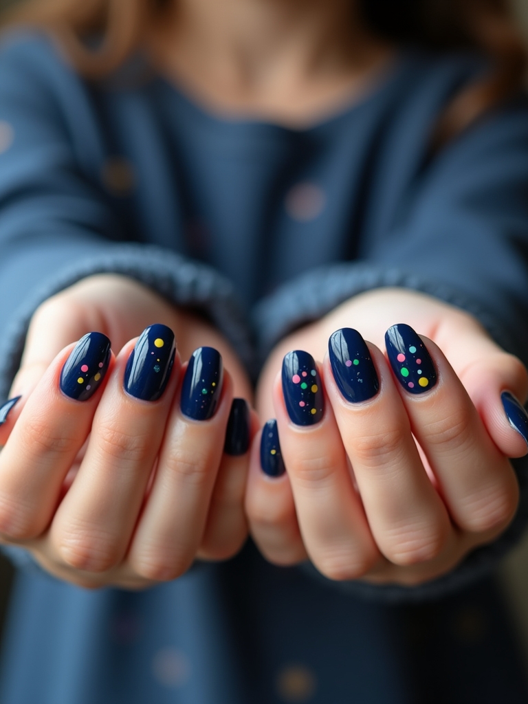 colorful dots on blue