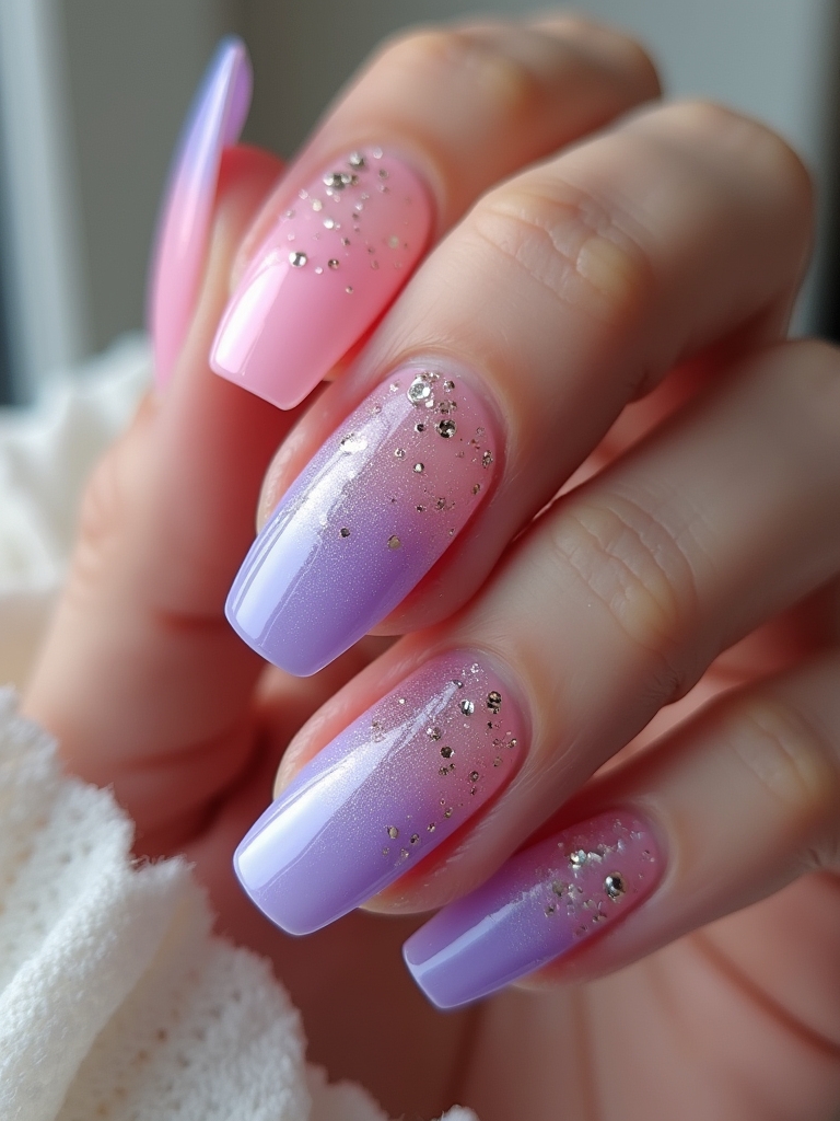 colorful french ombr nails