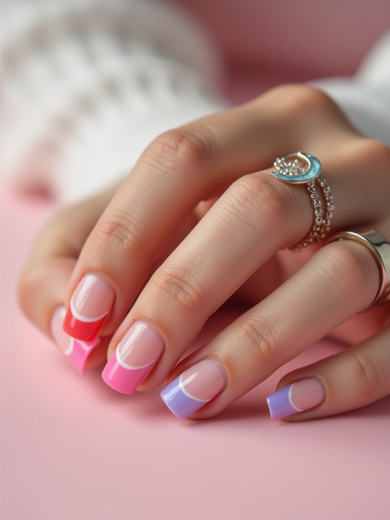 colorful french tip designs