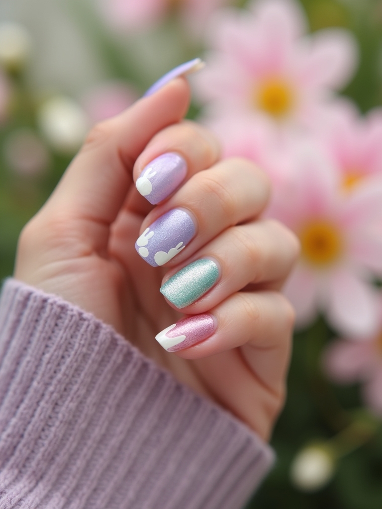 colorful watercolor nail designs
