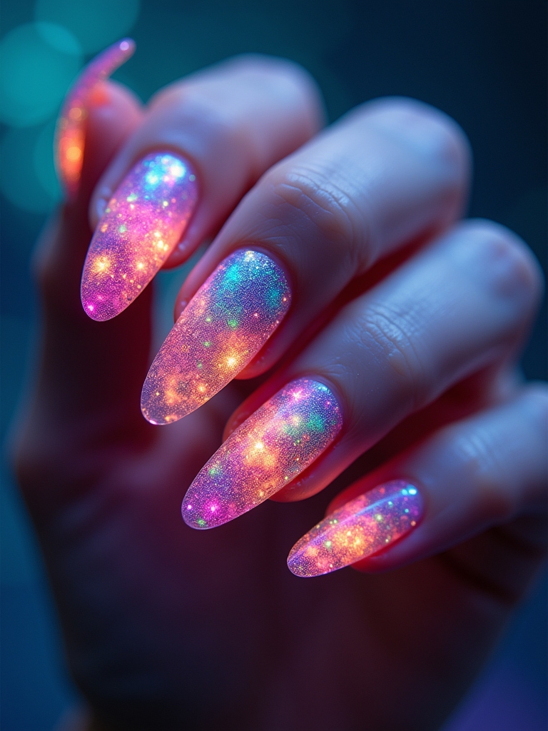 cosmic neon nail designs