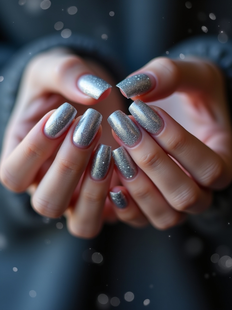 cosmic silver galaxy nails