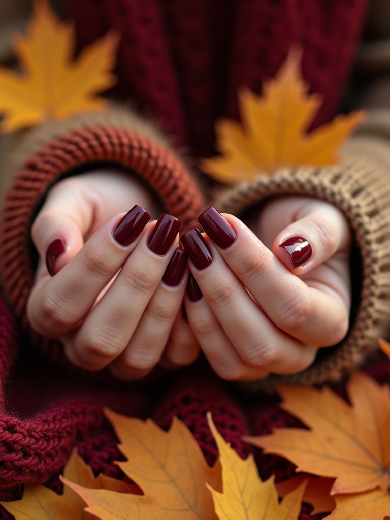 cozy deep burgundy nails