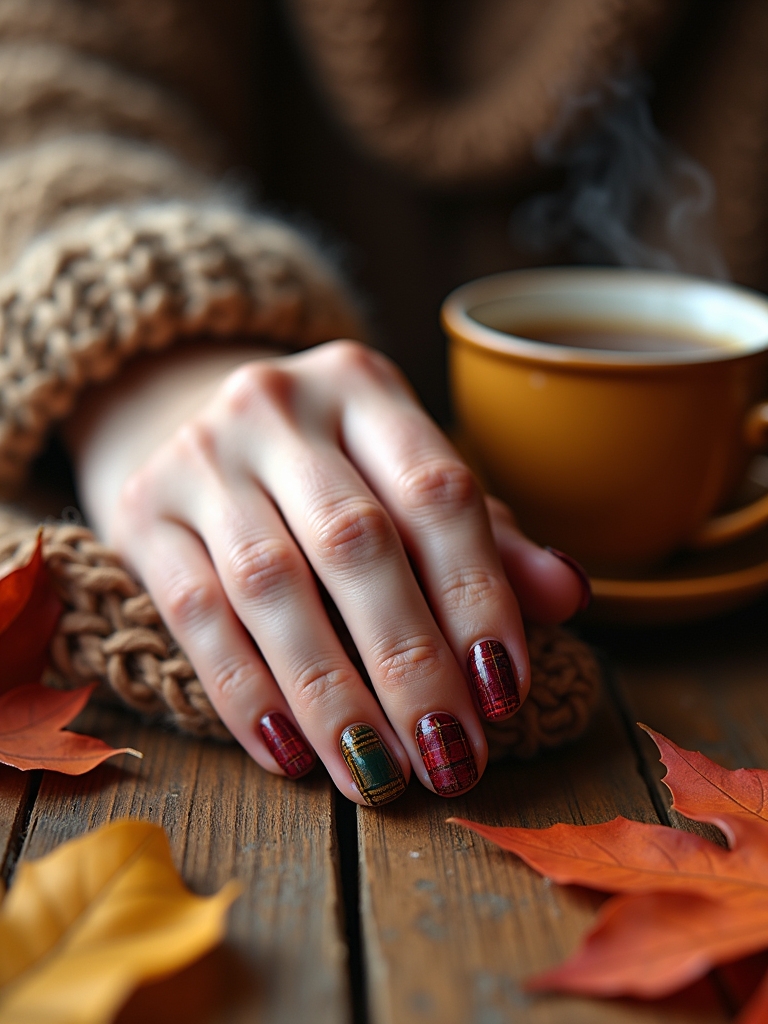 cozy flannel nail designs