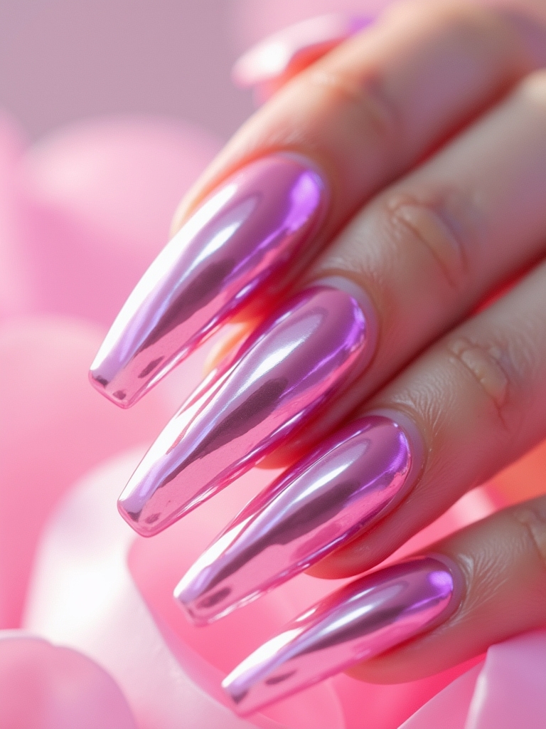 creative abstract pink chrome