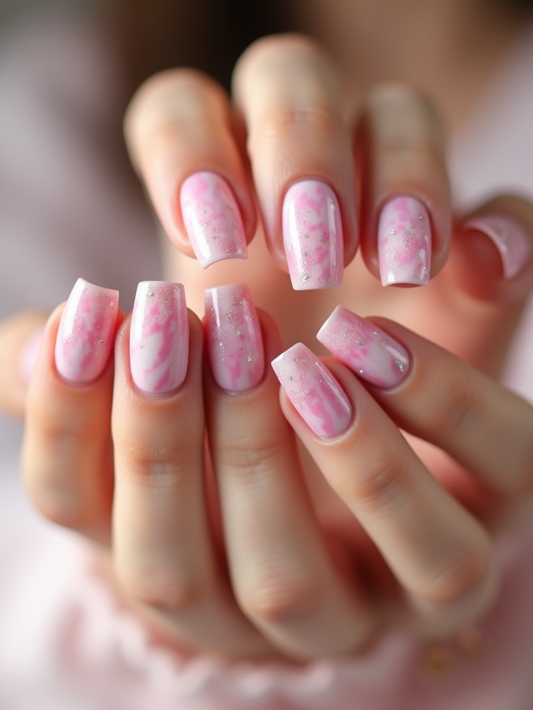creative baby pink nails