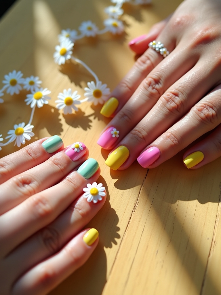 daisy chain nail art ideas