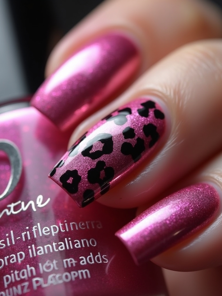 daring pink chrome nails