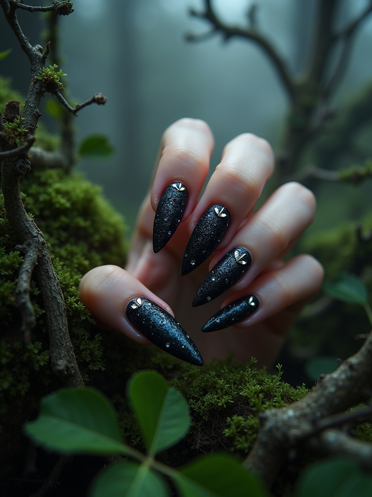 dark enchanted forest nails