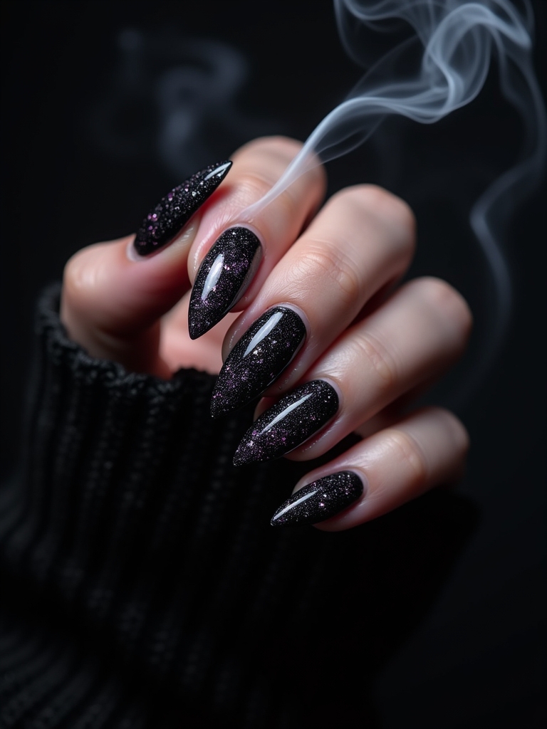 dazzling ghostly glitter nails